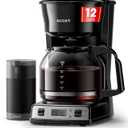 ecozy 12-Cup Programmable Coffee Maker with Electric Coffee Grinder Combos, Drip Coffee Machine with Pause & Pour Function, Auto Shutoff, Keep Warm, Brezzano DuoSet