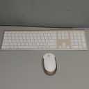 Wireless Keyboard and Mouse, Vssoplor Rechargeable Quiet Full-Size Keyboard and Mouse Combo Set Ultra Slim Design for Laptop, PC, Notebook, Desktop-White and Gold