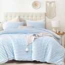 Smoofy Fluffy Twin Comforter Sets 2 Pieces - Light Blue Fleece Fluffy Comforter Set, Luxury Fuzzy Twin Bedding Set, Soft Warm Comforter All Season, Heavy Faux Fur Comforter with Pillow Cases