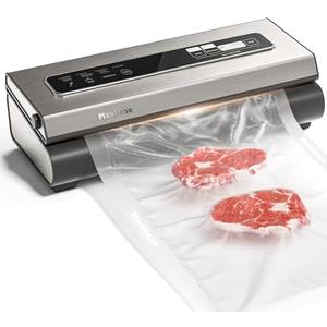 Mesliese Vacuum Sealer Machine Powerful 90Kpa Precision 6-in-1 Compact Food Preservation System with Cutter, 2 Bag Rolls & 5 Pre-cut Bags, Widened 12mm Sealing Strip, Dry&Moist Modes (Silver)