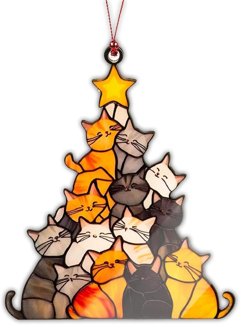 Cat Ornament, Cat Ornaments for Christmas Tree, Funny Holiday Decorations 2025, Black Pet Ornaments, Vintage Classic Christmas Tree Decor, Unique Gifts for Animal Lovers, Festive Tree Topper Ornament