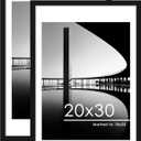 PEALSN 20x30 Picture Frame Set of 2, Display Pictures 18 x 24 with Mat or 20 x 30 Without Mat for Wall Mounting Display, Poster Frames, Black