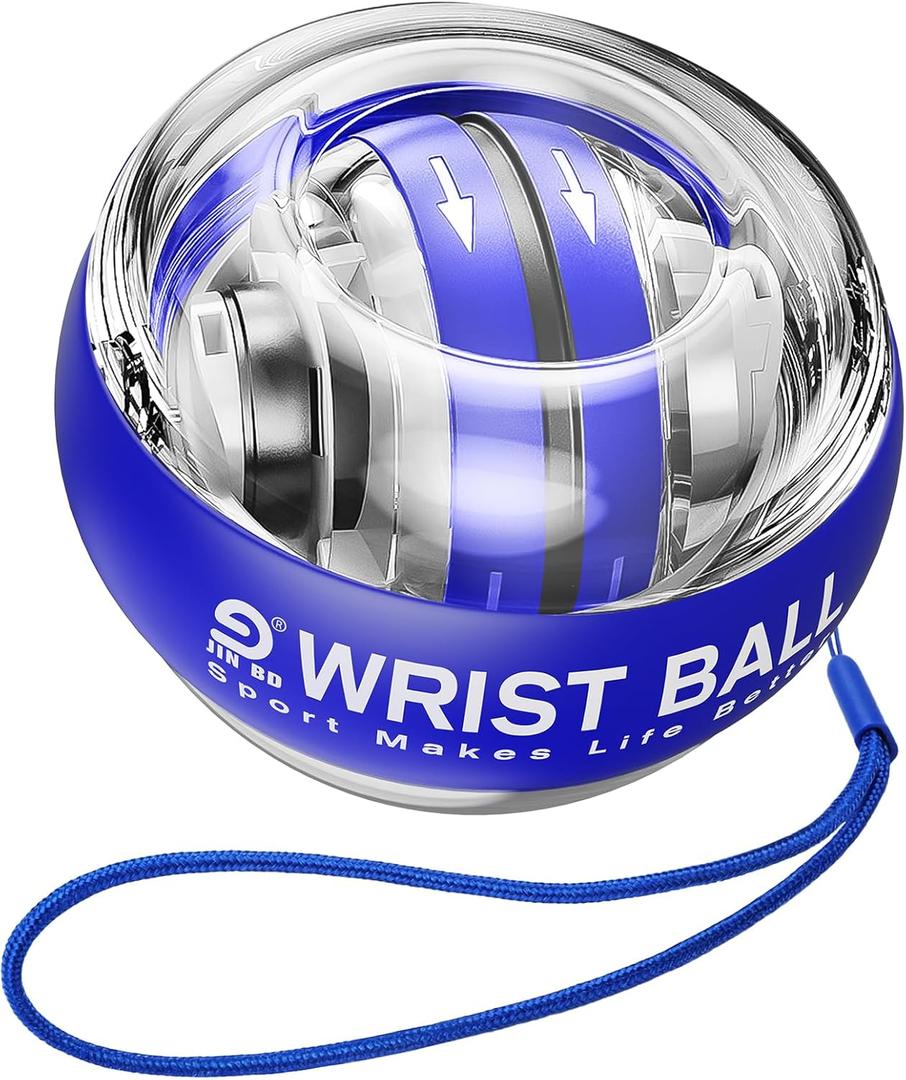 Wrist Trainer Ball Auto-Start Gyroscopic Forearm Exerciser Gyro Ball for Strengthen Arms, Fingers, Grip and Muscles(Blue, No Light)