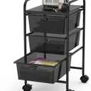 Simple Houseware Utility Cart with 3 Drawers Rolling Storage Art Craft Organizer, Black