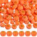 Sasylvia 100 Thanksgiving Mini Pumpkins Decorations Fall Resin Pumpkins Fake Small Figurine Table Decor for DIY Artificial Crafts Autumn Home Harvest Faux Pumpkin for Halloween Party Decor (Orange)