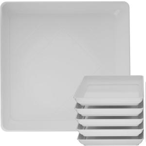 Square Plant Saucer 20 Inch 5 Pack, Planter Trays for Flower Pots, Plant Water Catcher Drip Dishes, Plastic Bottom Watering Plates Indoors and Outdoors - White