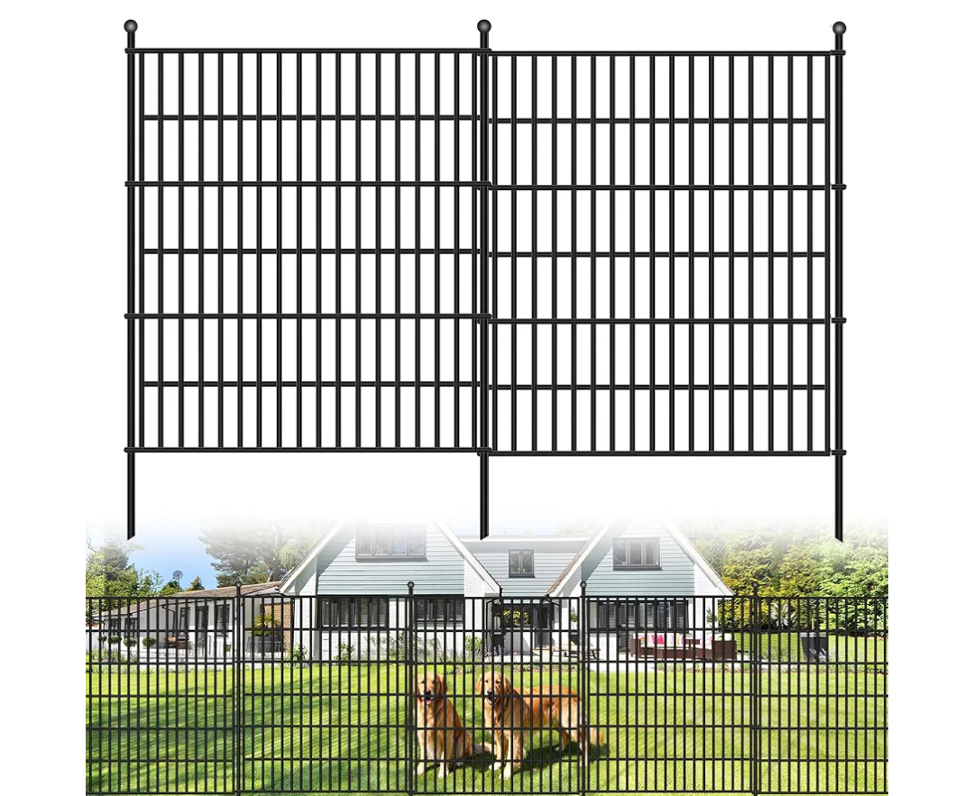 10 Panels No Dig Garden Fence, 40 in(H) X 24.2 ft(L) Metal Fence Panels, Thickened Rustproof Garden Fencing, Animal Barrier Fence for for Dogs, Rabbits, Landscape, Patio