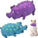 Pig Squeaky Dog Toy, 2 PCS Interactive Rubber Dog Chew Toy - Durable Latex Spot Grunting Pig Toys That Oink for Small Medium Large Dogs (Blue, Purple)
