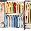 SINGAYE Heavy Duty Portable Closet Metal Clothes Racks Wardrobe with Shelf | Armoire Garment Rack Coat Rack with Adjustable Shelves Organizer and Storage for Hanging Freestanding Clothes Clothing Black