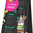 A-Frame Chalkboard Sign 15 x 30 Double Sided Displays Floor Standing Chalkboard Sturdy Sidewalk Sign Sandwich Board Foldable Standing Outdoor Blackboard for Restaurant, Wedding, Business, Black 