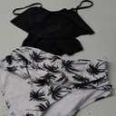 VeMee Tankini Swimsuits for Women High Waisted Swim Suit 2025 Bikini Sets Bathing Suits 2 PCS Tummy Control Ruffled Swimwear (X-Large, Black)