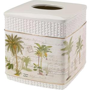 Avanti Linens - Tissue Box Cover, Guest Bathroom Essentials, Tropical Inspired Bathroom Accessories (Colony Palm Collection)