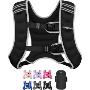 Fragraim Weighted Vest for Women Men - 8lb/10lb/12lb/16lb/22lb/25lb/30lb Weight Vest with Reflective Stripe, Detachable Phone Pouch, Ideal for Walking, Strength Training, Running, Workout, Cardio (Black)