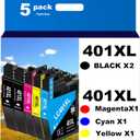 PayForLess LC401XL Ink Cartridges for Brother Printer Compatible for LC 401 XL Ink Cartridges for MFC-J1010DW MFC-J1012DW MFC-J1170DW Printer 5 Pack (2 Black, 1 Cyan, 1 Magenta, 1 Yellow)