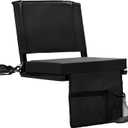 Stadium Seats with Back Support for Bleachers, Folding Bleacher Seat Bleacher Chairs with Back and Cushion, Padded Stadium Chair with Shoulder Strap, 3 Large Mesh Pocket & Carry Handle (Black)