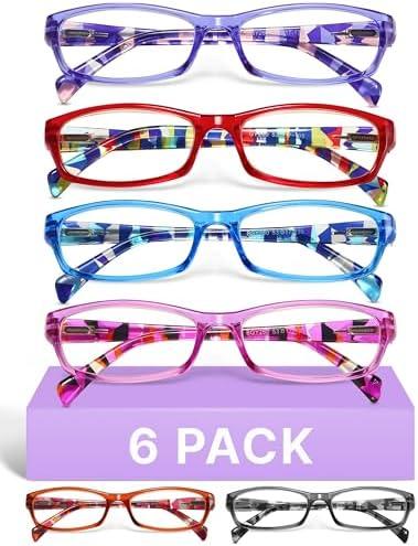 Gaoye 3.5 Reading Glasses for Women, 6 pack Fashion Readers for Women Spring Hinge Eye Glasses, Blue Light Reading Glasses