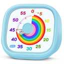 HIPPIH Visual Timer for Kids - 60 Minute Pomodoro Timers for Classroom Kitchen Office, Countdown Kids Timer Clock with Rainbow Disk, Desk Time Management Tool for Toddler with Silent Operation, Blue