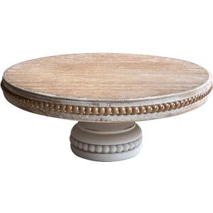 dwellington Large Round Wood Risers for Display, 12" Decorative Rustic Farmhouse Cake Stand Pedestal Tray for Home and Kitchen Decor