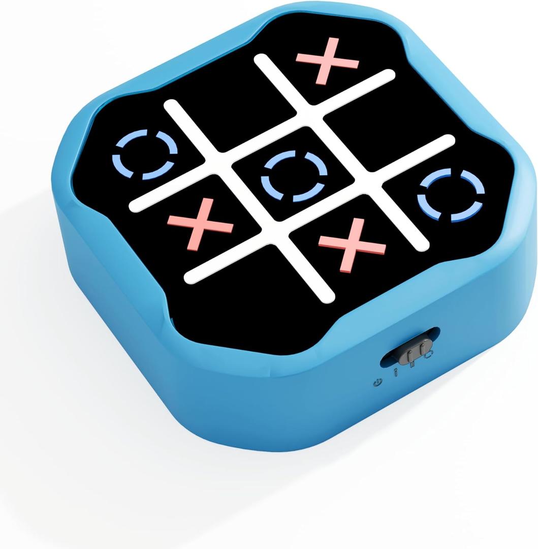 in 1 Electronic Tic Tac Toe Game, Handheld Digital Tic Tac Toe Bolt Game with Silent Mode, Portable Learing Toy Gift for Kids & Adults, Blue