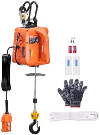 VEVOR 3-in-1 Electric Hoist Winch, 1100 lbs Capacity, 1500W Portable Power Winch, 30 ft Lifting Height, 16 ft/min with Wire and Wireless Remote Control, for Garage, Warehouse, Factory Lifting Towing