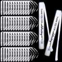 JellyArch 50 Pack Wedding Glow Sticks for Reception LED Foam Light up Sticks with Ribbon Light Stick Bulk with White Flashing for Wedding Send Off Party Favors, Dance Floor, Birthday