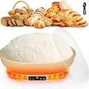 Heating Sourdough Bread Proofing Basket, 4L Electric Thermostatic Silicone Oval Banneton Proofing Bowl with 6 Timer & Temp Settings for Dough Rising, Dishwasher Safe, Foldable Sourdough Starter Bowl