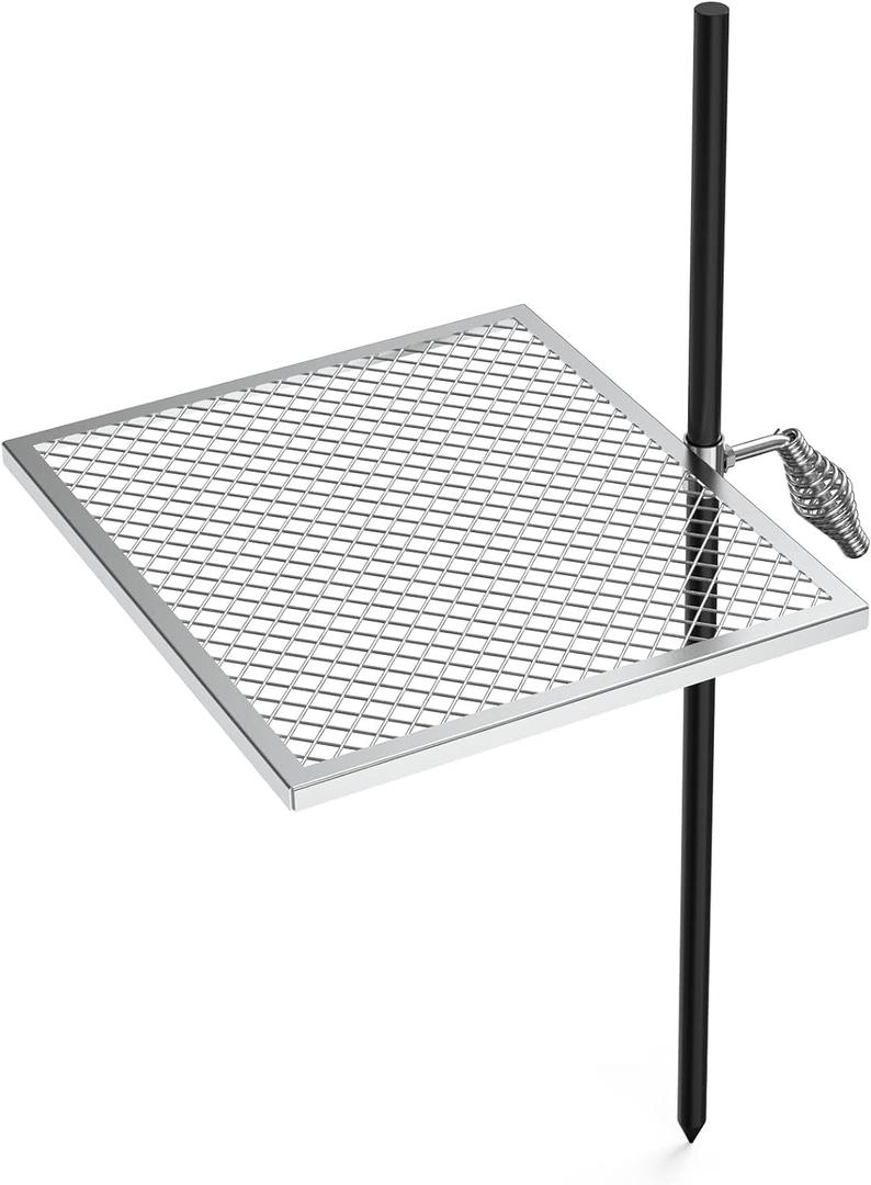 only fire Swivel Campfire Grill Adjustable Open Fire Grill Grate, Mesh Cooking Grate for Fire Pit Grilling, Outdoor Camping, Hiking