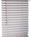 LOTUS & WINDOWARE Cordless Faux Wood Blinds, 35" Wide x 72" Long,Smooth,Light Gray, 2 Inch Horizontal Blinds  for Living Room, Bedroom, Interior Door Windows