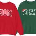 ASTANFY Couples Christmas Sweaters Mom and Dad Sweatshirts Family Christmas Shirts Long Sleeve (Green)