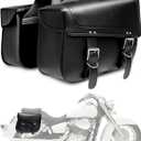Motorcycles Saddlebags, 30L Large Capacity Saddle Bags, PU Leather Motorcycle Luggage Bag Universal Motorcycle Accessories for Sportster Softail Dyna V-star Shadow,Black