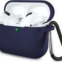 Lerobo Compatible with AirPods Pro 2 Case Cover, Full Protective Shockproof Washable Silicone Skin Cover Case for Airpods pro Supports Wireless Charging with Carabiner Front LED Visible,Navy Blue