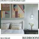 LED Pendant Light Kitchen Island Jellyfish Crystal Pendant Lights Dimmable Chrome Modern Hanging Light for Bedroom Bathroom Living Room 6000K Cool White, 1 Pack