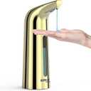 Automatic Liquid Soap Dispenser Touchless,400ML Hand & Dish Countertop Gold Electric Dispenser with Sensor,Modern 4 Gear Adjustable Waterproof Battery Operated Kitchen Auto Soap Pump