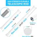 MEXAU 2 Pack White Tension Rod 16 To 26 Inch Spring Tension Rod Adjustable Spring Curtain Rods No Drilling Short Curtain Rod Extendable Small Spring Tension Rod for Closet Cupboard Bars Refrigerator