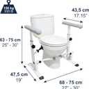 KMINA Toilet Safety Rails for Seniors, Heavy Duty Frame with Handles, Adjustable Height and Width, Handicap Grab Bars