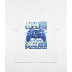 Level 10 Unlocked Awesome Since 2014 10th Birthday Gaming T-Shirt
 Size 9-10Y