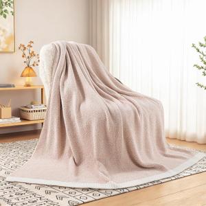 NEXHOME PRO Super Soft Throw Blankets for Couch, Reversible Warm Blanket Cozy Knit Blankets for Women, Fuzzy Plush Lightweight Throws for Sofa, Bed, Picnic, Heather Terracotta, 50 x 60 inches