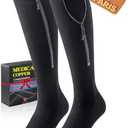 Medical Zipper Compression Socks 20-30 mmHg for Women & Men (2 Pairs) - Easy On Copper Compression Socks for Circulation, Swelling, Odor Control, Athletic, Travel, Flying Size XL