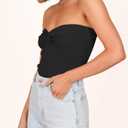 ANRABESS Tube Top for Women Summer Strapless Bandeau Knit Twist Knot Corset Crop Basic Tank Tops 2026 Vacation Beach Clothes (Black, XS)