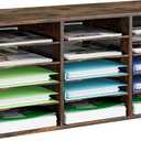 Mail Sorter Organizer, Wood Literature Organizer, Student Mailbox for Classroom, Desktop Bill Paper Organizer for Office Home School, 15 Compartments, Antique Brown