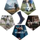 Wildarms Athletic Running Socks Cushion Padded Moisture Wicking Crew (10-13, Black+ Gray+ Dark Blue)