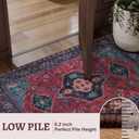 Tangsoo Washable Entryway Rugs 2x3 Vintage Non Slip Small Area Rug, Indoor Front Door Rug, Print Distressed Door Mat Indoor Entrance Soft Low Pile Throw Rug for Entry Kitchen Bedroom Burgundy/Navy