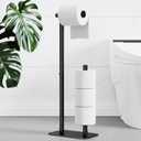 Kitsure Toilet Paper Holder Free Standing - Large Capacity Toilet Paper Holder for 4 Rolls, Rustproof Toilet Paper Stand with Non-Slip Stable Base, Black, 24.4"x9.3"x5.5"