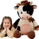 IKASA Giant Cow Stuffed Animal Plush Toy,30 Inches Large Big Jumbo Soft Toys, Huge Size Cute Fluffy Plushy Fat Oversized Plushie
