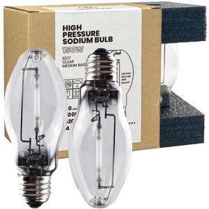 LU150/MED High Pressure Sodium Light Bulb, 150 Watts, ED17/MED, Medium Base (E26), ANSI Code S55, 16200 Lumen, 24000 Life Hours, Clear Bulb, 2100K, 2 Pack