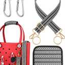 Bag Strap Charms Crossbody for Bogg Bag Accessories - Stripe Shoulder Strap Neoprene Luggage Handle Wrap for Suitcase & 2 Key Holders Black