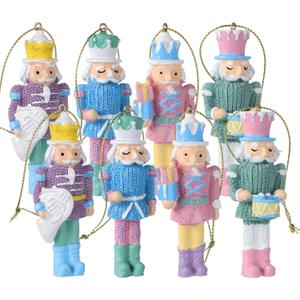 Christmas Nutcrackers Ornaments: 8Pcs Candy Resin Hanging Nutcracker Figures, Pastel Nutcracker Decor for Christmas Tree Candy Colored Nutcracker