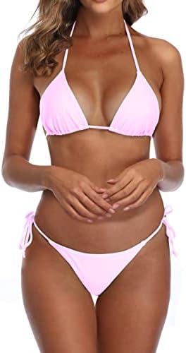 SHERRYLO Thong Bikini Swimsuit for Women Black Brazilian String Bikinis Bathing Suit Triangle Top Bathing Suits Swimsuits, S