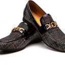 JITAI Mens Leather Shoes Pattern Printing Men's Dress Loafer Shoes Slip-on Casual Loafer Smoking Slipper, size 10,5