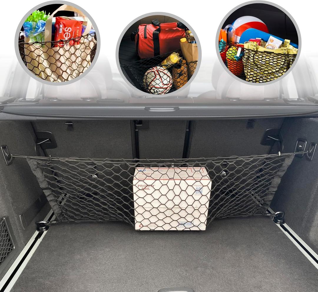 Envelope Style Automotive Elastic Trunk Mesh Cargo Net for BMW X3 Accessories 2017-2025 - Premium Trunk Organizers and Storage - Luggage Net for Crossover - Best Car Organizer for BMW X3